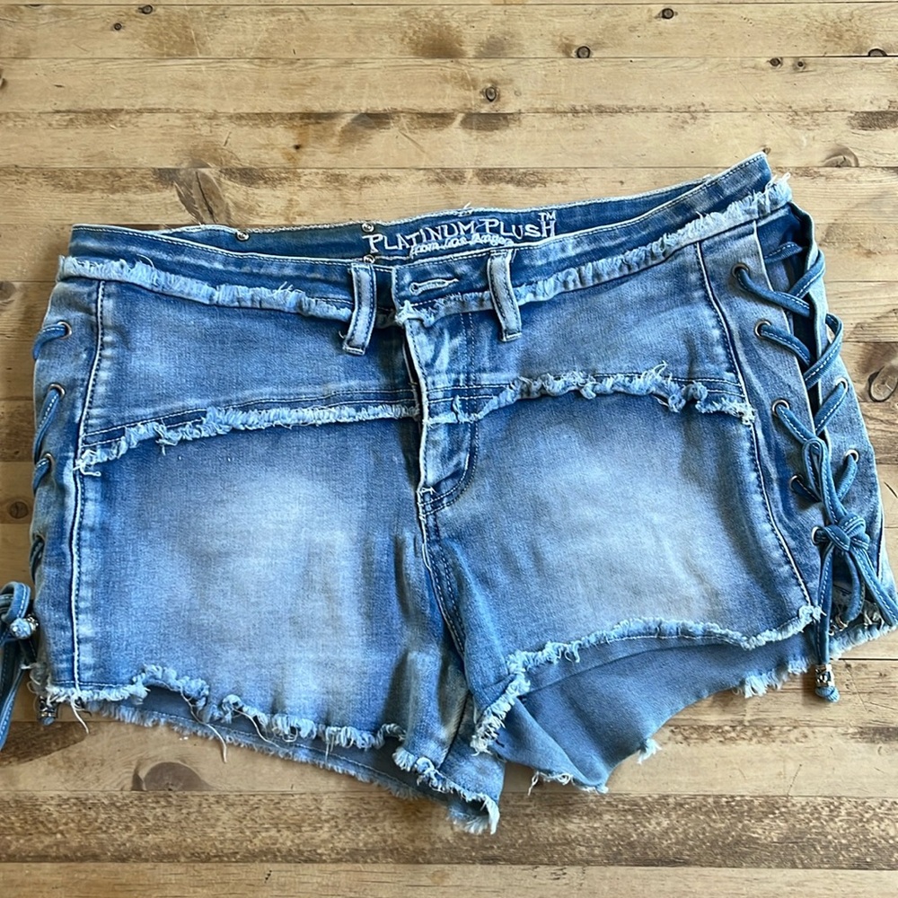 Platinum Plush Jean Shorts, Size XL